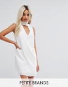Fashion Union Petite High Neck Tunic Dress With Cut Out Front - White