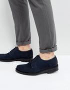 Dead Vintage Derby Shoes In Navy Suede - Blue
