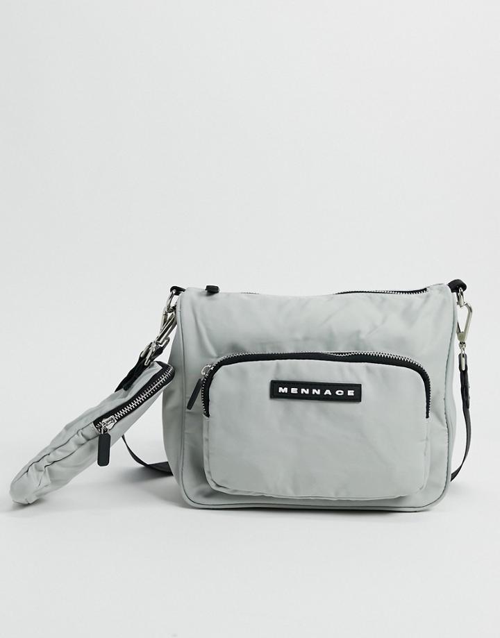 Mennace Nylon Double Hip Bag In Gray-grey