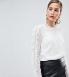 River Island Embroidered Lace Blouse In White - Cream