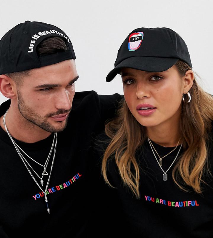 Life Is Beautiful Unisex Embroidered Cap-black