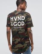 Hand Of God Camo T-shirt With Back Print - Khaki