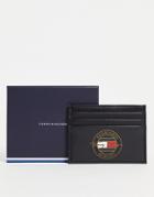 Tommy Hilfiger Leather Cardholder With Signature Logo In Black