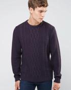 Asos Cable Sweater In Soft Yarn - Purple
