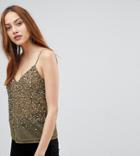 Asos Tall Cami Top With Sequin Embellishment - Green
