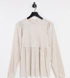 Asos Design Tall Plisse Smock Top In Pine-neutral