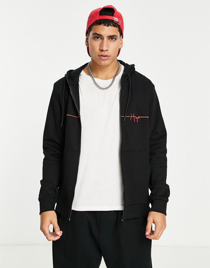Hugo Dampari Zip Through Hoodie In Black