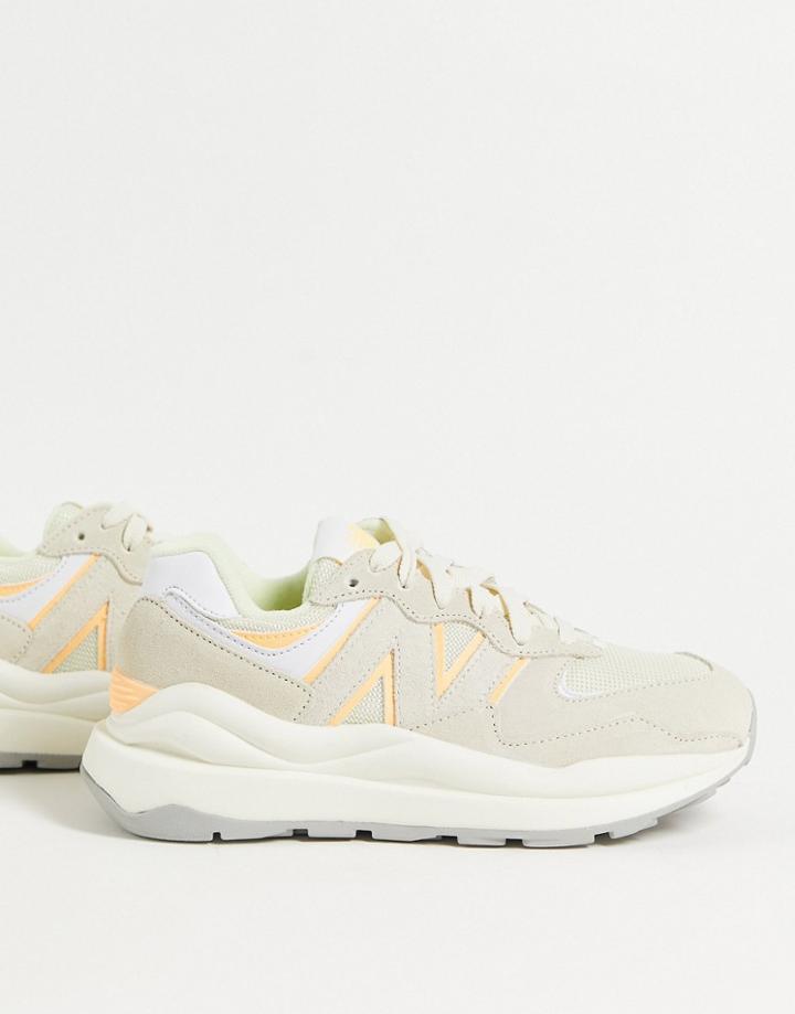 New Balance 57/40 Suede Sneakers In Off White And Peach-orange