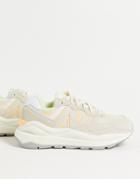 New Balance 57/40 Suede Sneakers In Off White And Peach-orange