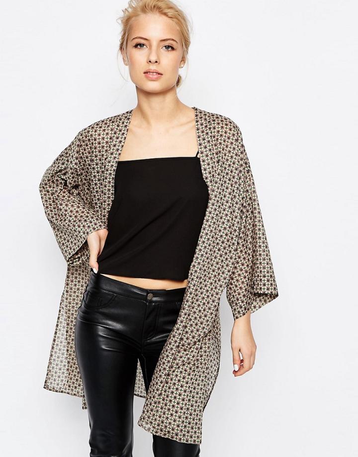 Closet Kimono In Mini Geo Print - Multi