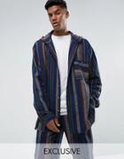 Reclaimed Vintage Inspired Oversized Shirt With Hood In Stripe - Blue