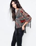Jayley Festival Cropped Velvet Devore Kimono - Multi
