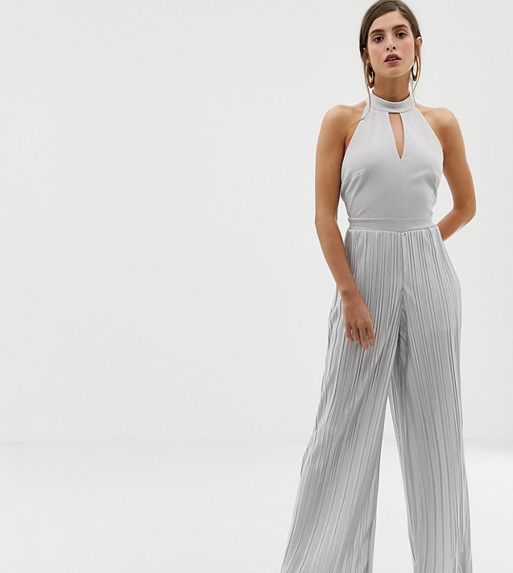 River Island Jumpsuit With High Neck In Silver - Silver