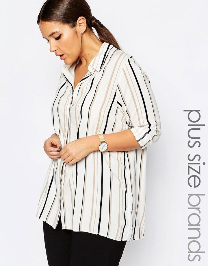 New Look Plus Stripe Blouse - White