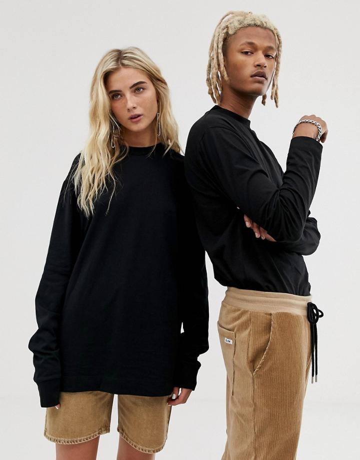 Collusion Unisex Long Sleeve T-shirt In Black - Black