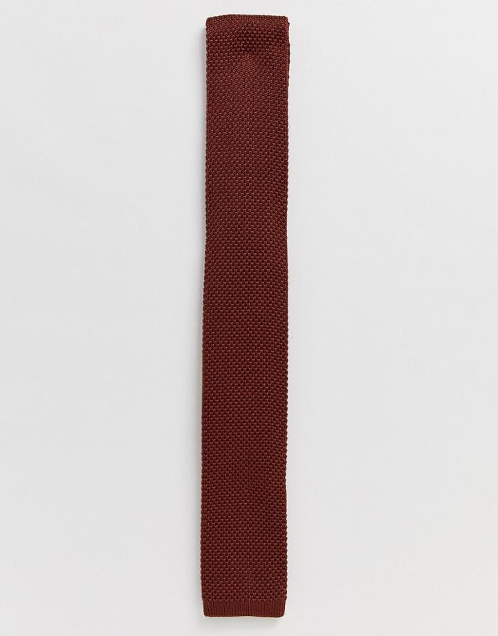Twisted Tailor Knitted Tie In Brown