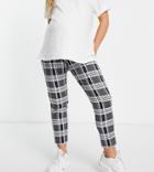 Asos Design Maternity Smart Tapered Pants In Navy Check-multi