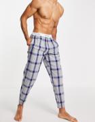 Calvin Klein Contrast Waistband Sweatpants In Gray Check-grey