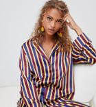 Reclaimed Vintage Inspired Satin Shirt In Stripe-multi