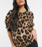 Asos Design Maternity Oversized Sweater In Animal Pattern-neutral