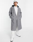 Asos Design Relaxed Fit Wool Mix Overcoat In Gray-grey