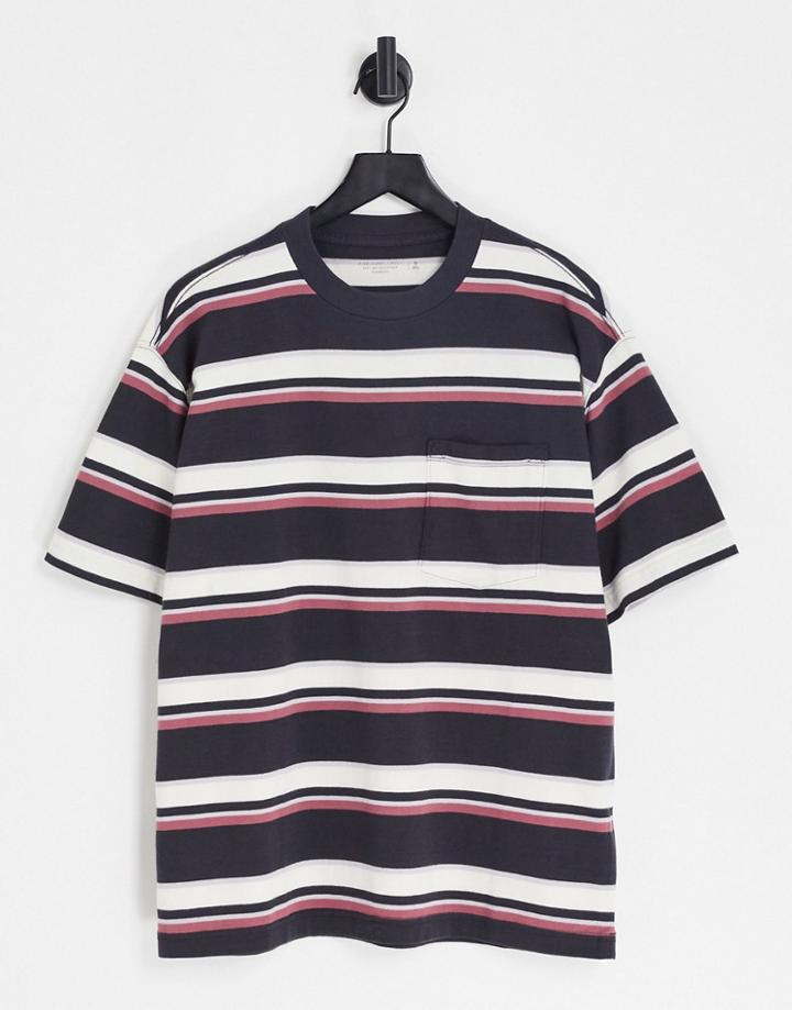 Abercrombie & Fitch Oversized Fit Stripe T-shirt In Black