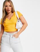 Asos Design Fitted Crop Top With Notch Neck In Orange