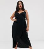 Asos Design Curve Cami Wrap Maxi Dress-black