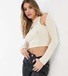 Asyou High Neck Cold Shoulder Top-neutral