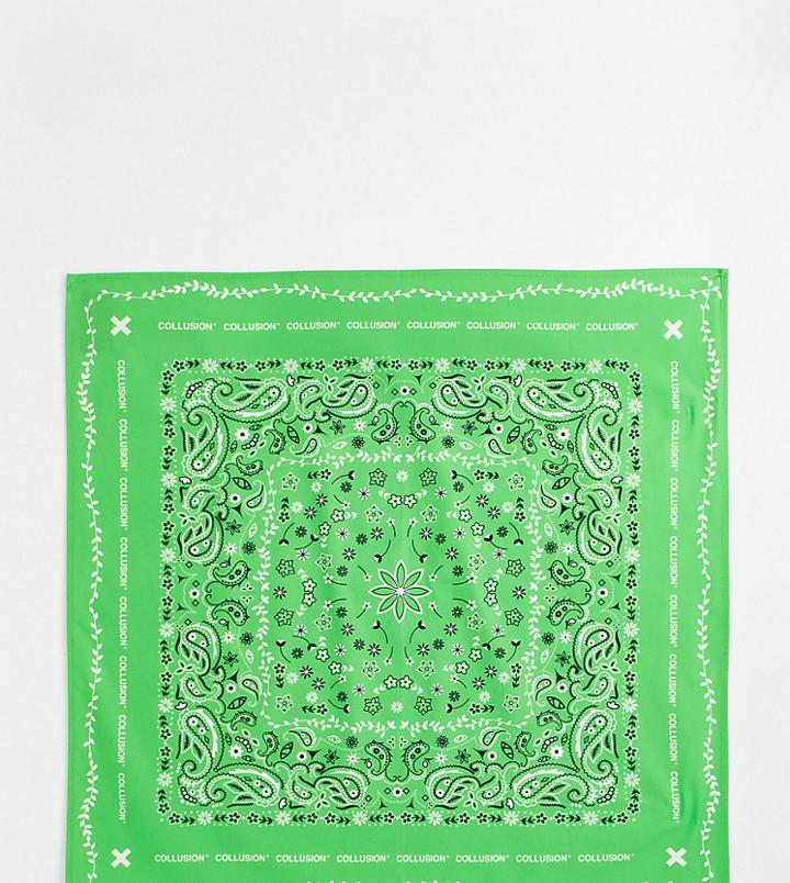 Collusion Unisex Printed Head Scarf In Green