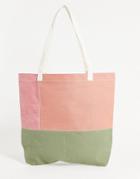 Asos Design Cotton Canvas Tote Bag In Color Block Design-multi