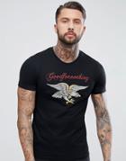 Good For Nothing T-shirt With Eagle Print - Black