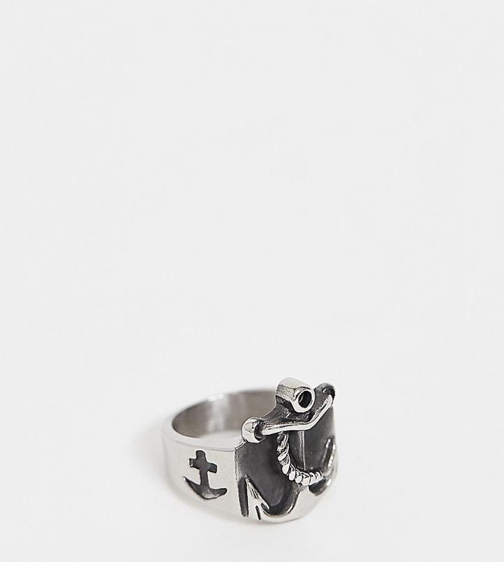 Reclaimed Vintage Inspired Chunky Stainless Steel Ring With Nautical Anchor Design Exclusive At Asos