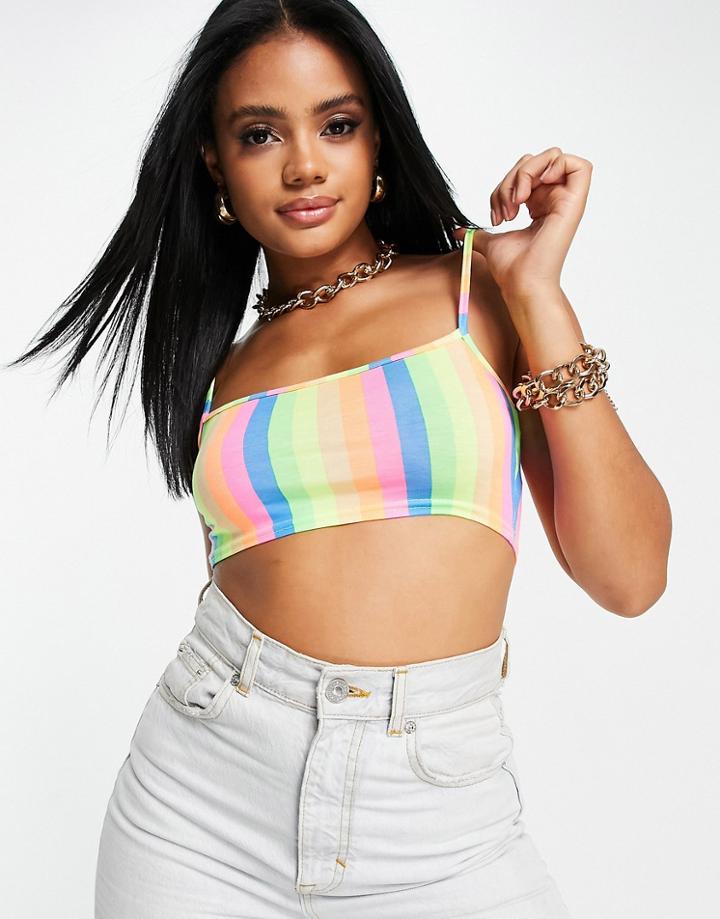 I Saw It First Cami Strap Crop Top In Rainbow Print-multi