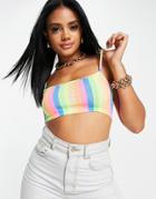 I Saw It First Cami Strap Crop Top In Rainbow Print-multi