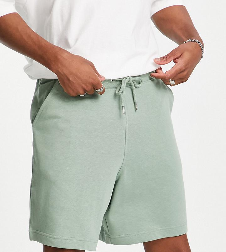 New Look Oversized Jersey Short In Light Khaki-green