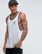 Asos Mickey Extreme Racer Back Tank With Retro Contrast Binding - Gray