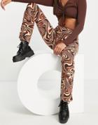 Miss Selfridge Marble Print Kickflare Pants-multi