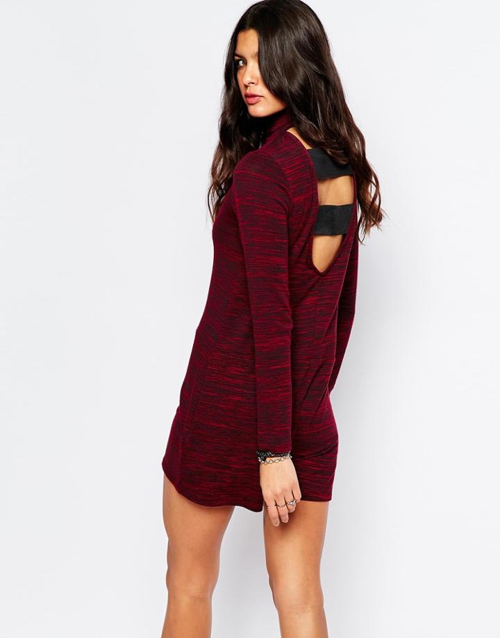 Noisy May High Neck Romper With Bandage Back - Red