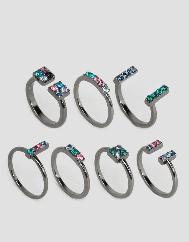 Lipsy Multi Pack Rings - Gunmetal