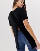 Asos Design T-shirt With Drapey Split Back In Black