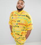Asos Design X Glaad & Plus Shirt Two-piece In Scribble Print - Yellow