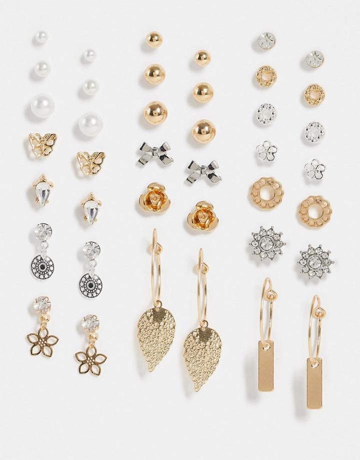Aldo Groadia Flower And Butterflies Earring Multipack In Gold