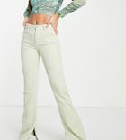 Asos Design Tall Puddle Flare Pant With Split Hem In Peppermint-green