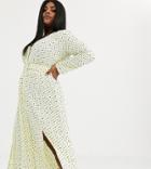 Asos Design Curve Midi Dress With Buckle Belt In Polka Dot-multi