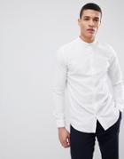 Selected Homme Seersucker Shirt With Grandad Collar - White