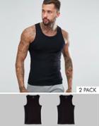 Puma 2 Pack Tank In Regular Fit In Black 57201001200 - Black