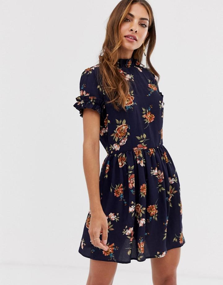 Ax Paris Short Frill Sleeve Mini Dress - Black