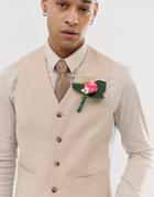 Asos Design Wedding Slim Suit Vest In Camel - Beige