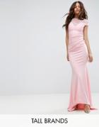 City Goddess Tall Fishtail Maxi Dress With Lace Detail - Pink